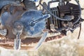 Close up old, rusty motorcycleÃÂ engine